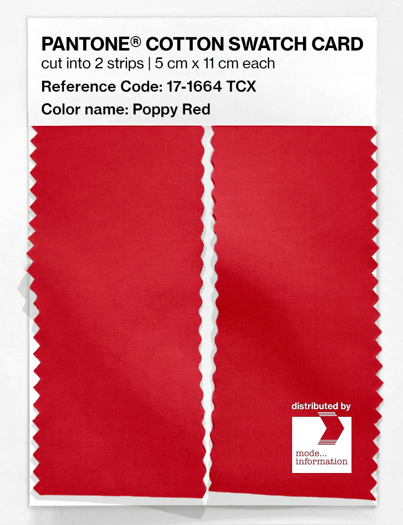 Product image 2 of the product “PANTONE® COTTON SWATCH CARD 17-1664 TCX Poppy Red ”
