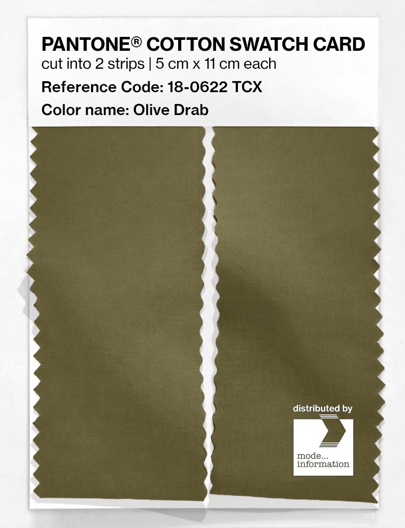 Product image 2 of the product “PANTONE® COTTON SWATCH CARD 18-0622 TCX Olive Drab ”