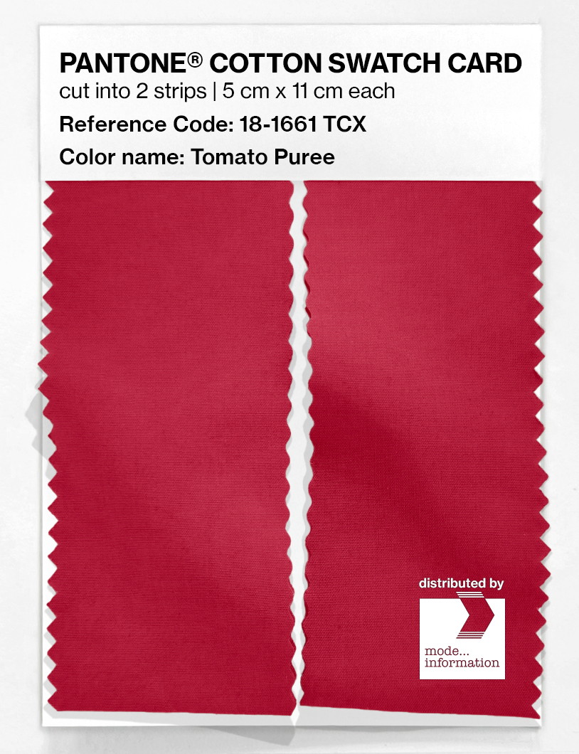 Product image 2 of the product “PANTONE® COTTON SWATCH CARD 18-1661 TCX Tomato Puree ”