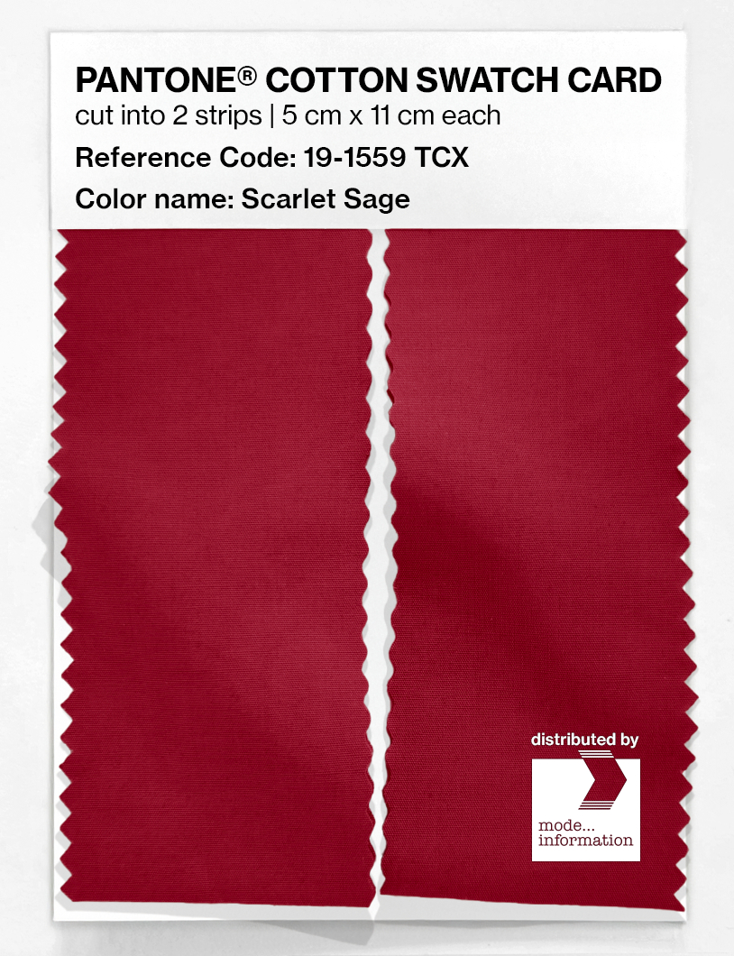 Product image 2 of the product “PANTONE® COTTON SWATCH CARD 19-1559 TCX Scarlet Sage ”