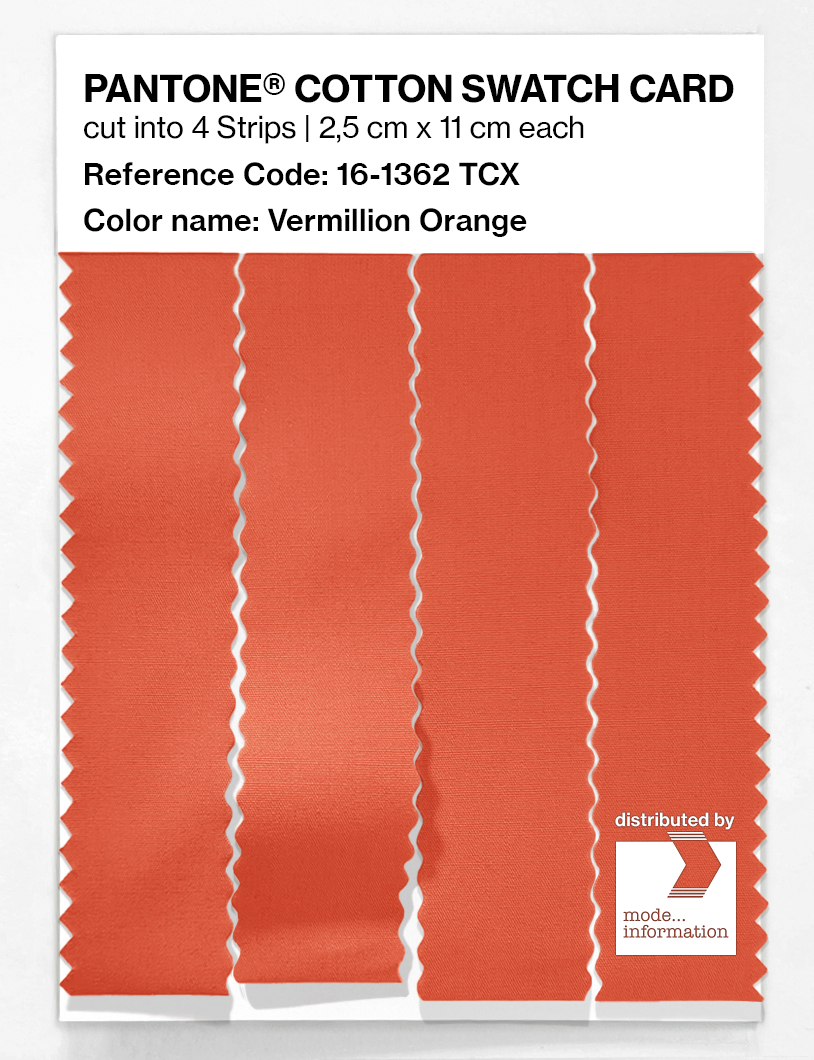 Product image 3 of the product “PANTONE® COTTON SWATCH CARD 16-1362 TCX Vermillion Orange ”