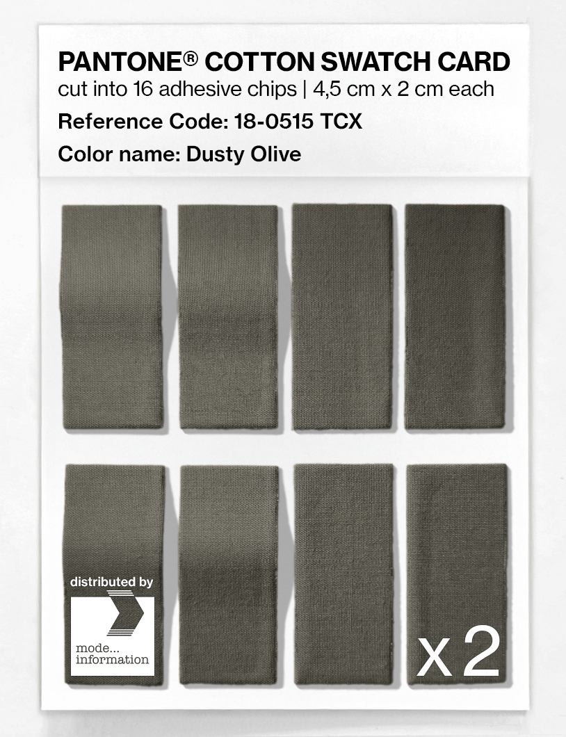 Product image 5 of the product “PANTONE® COTTON SWATCH CARD 18-0515 TCX Dusty Olive ”