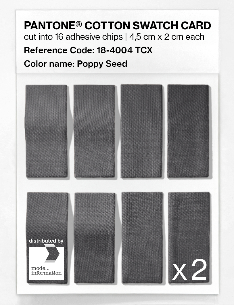 Product image 5 of the product “PANTONE® COTTON SWATCH CARD 18-4004 TCX Poppy Seed ”