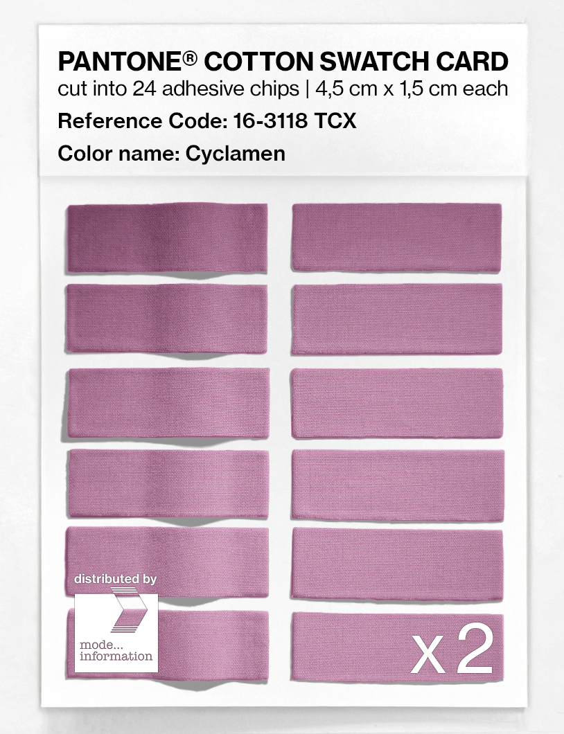 Product image 6 of the product “PANTONE® COTTON SWATCH CARD 16-3118 TCX Cyclamen ”