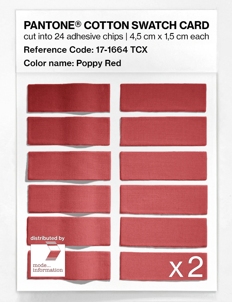 Product image 6 of the product “PANTONE® COTTON SWATCH CARD 17-1664 TCX Poppy Red ”