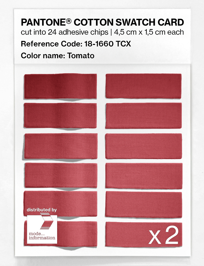Product image 6 of the product “PANTONE® COTTON SWATCH CARD 18-1660 TCX Tomato ”