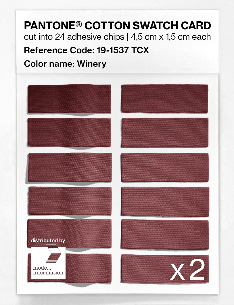 Product image 6 of the product “PANTONE® COTTON SWATCH CARD 19-1537 TCX Winery ”