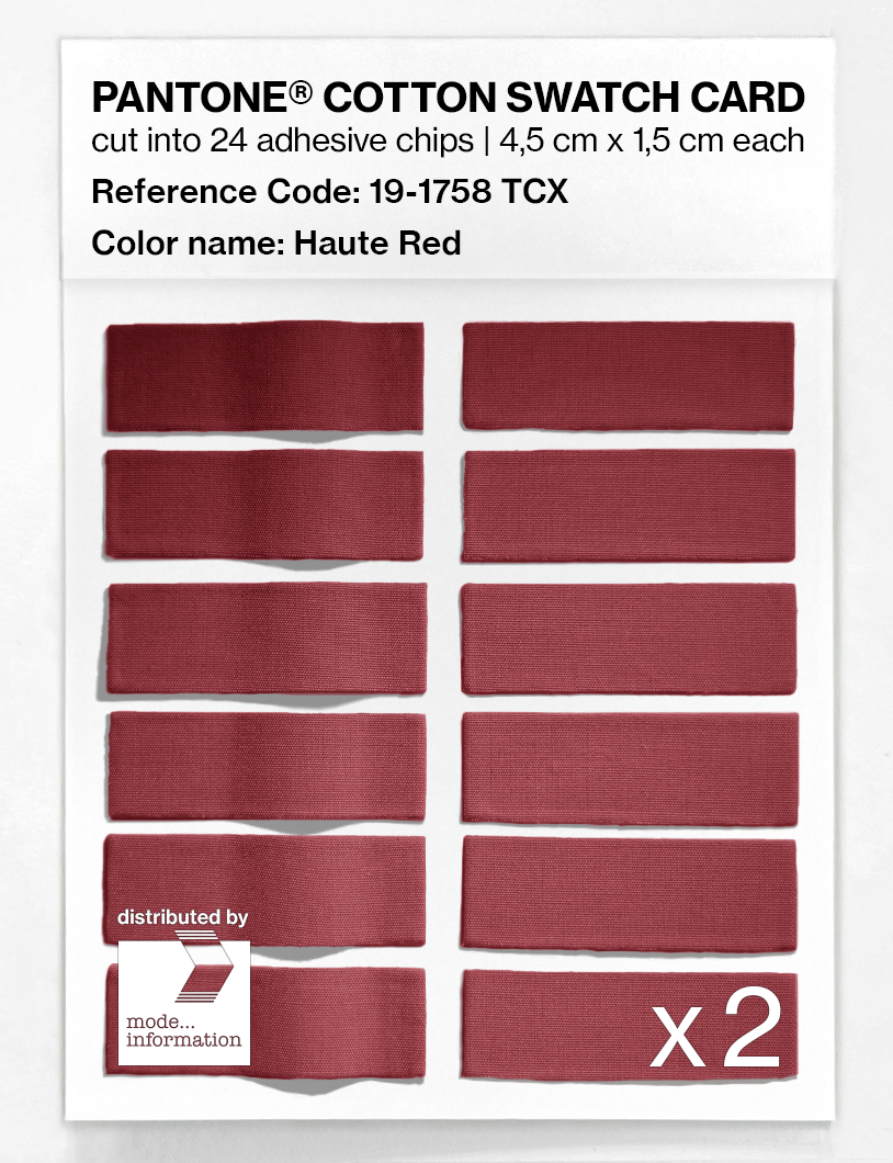 Product image 6 of the product “PANTONE® COTTON SWATCH CARD 19-1758 TCX Haute Red ”
